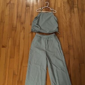 H&M Women's Gray Wide Leg Pants & Top Set